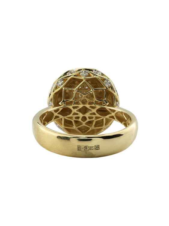 Кольцо из лимонного золота 585 пробы c бриллиантами