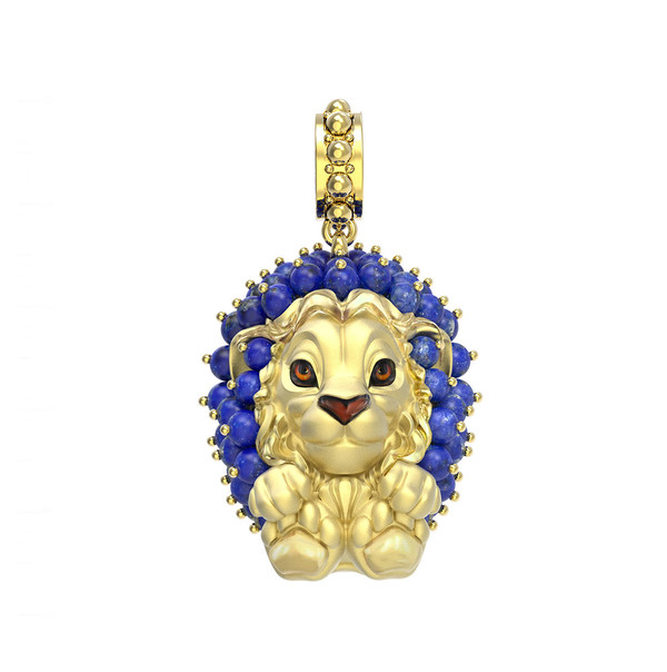 Подвеска из лимонного золота 585 пробы c эмалью и лазуритом