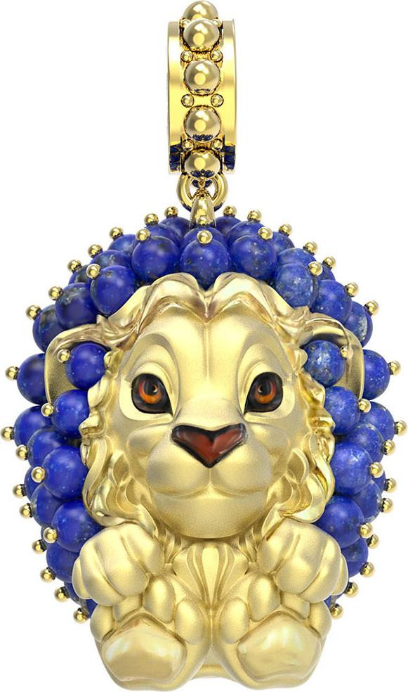 Подвеска из лимонного золота 585 пробы c эмалью и лазуритом