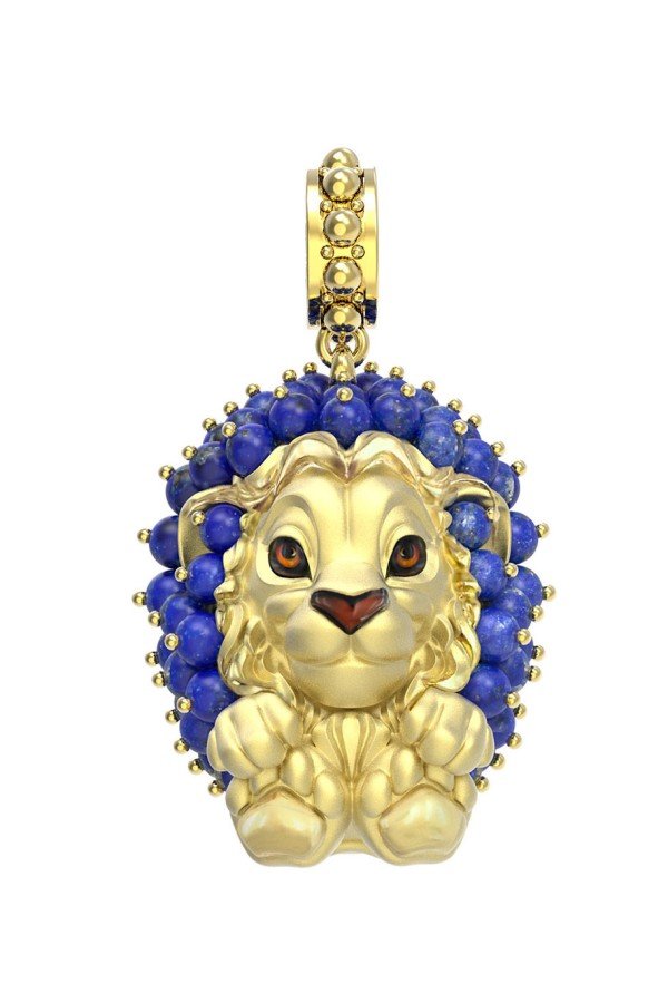 Подвеска из лимонного золота c эмалью и лазуритом