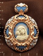 Образок из золота c эмалью и бивнем мамонта