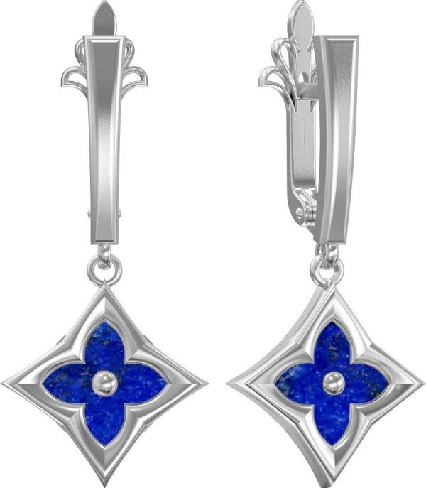 Серьги из белого золота c лазуритом