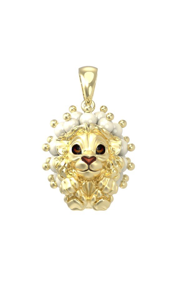 Подвеска из лимонного золота c эмалью и жемчугом