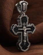 Крест из белого золота c эбеновым деревом