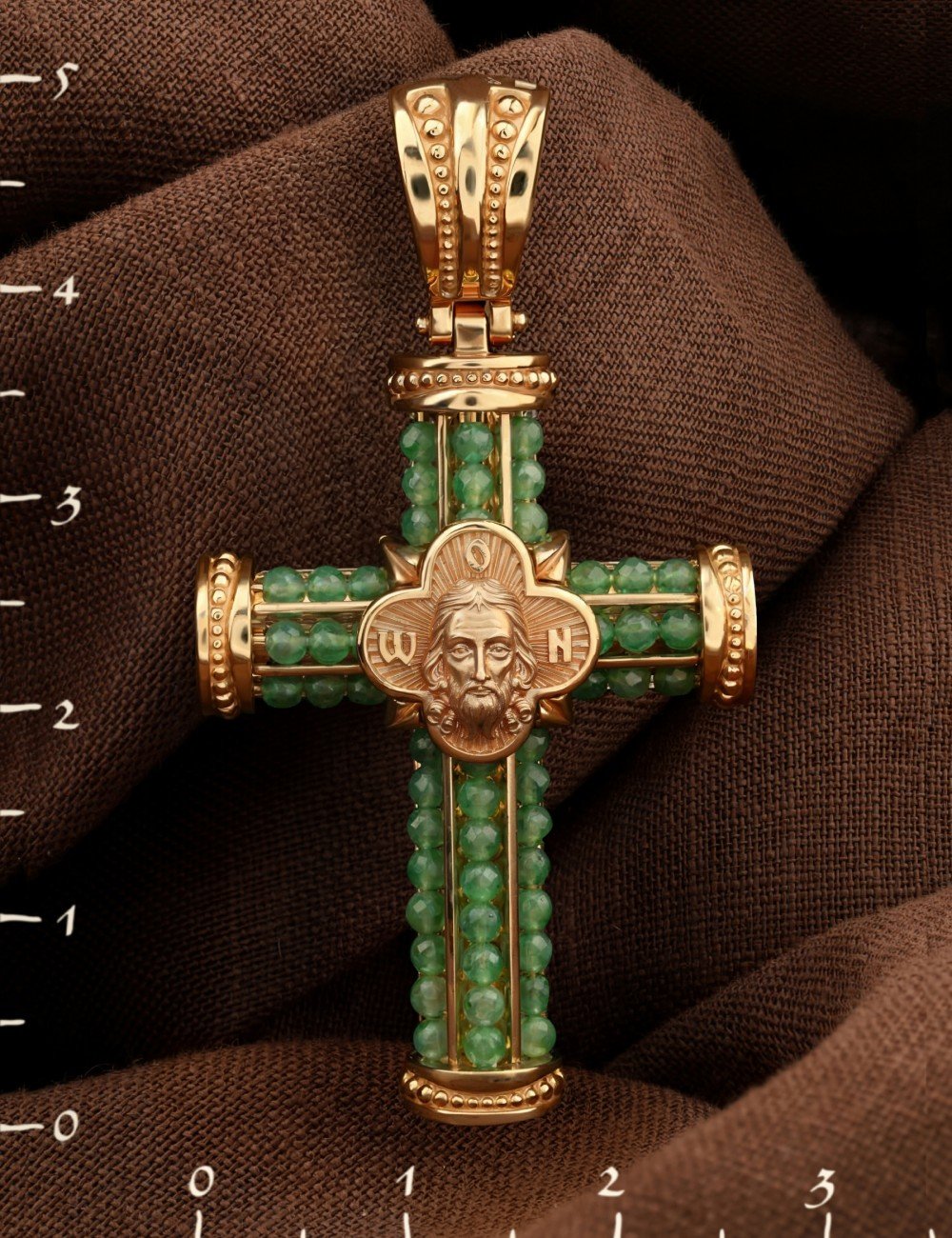 Крест из золота c хризопразом