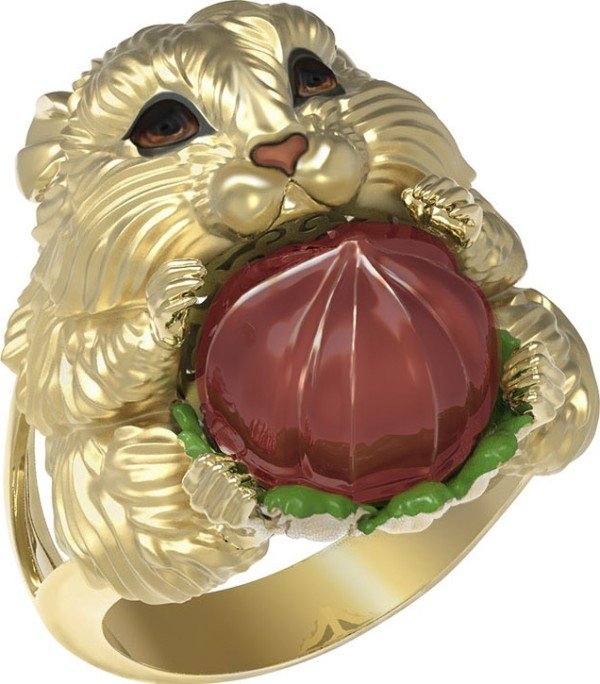 Кольцо из лимонного золота c эмалью