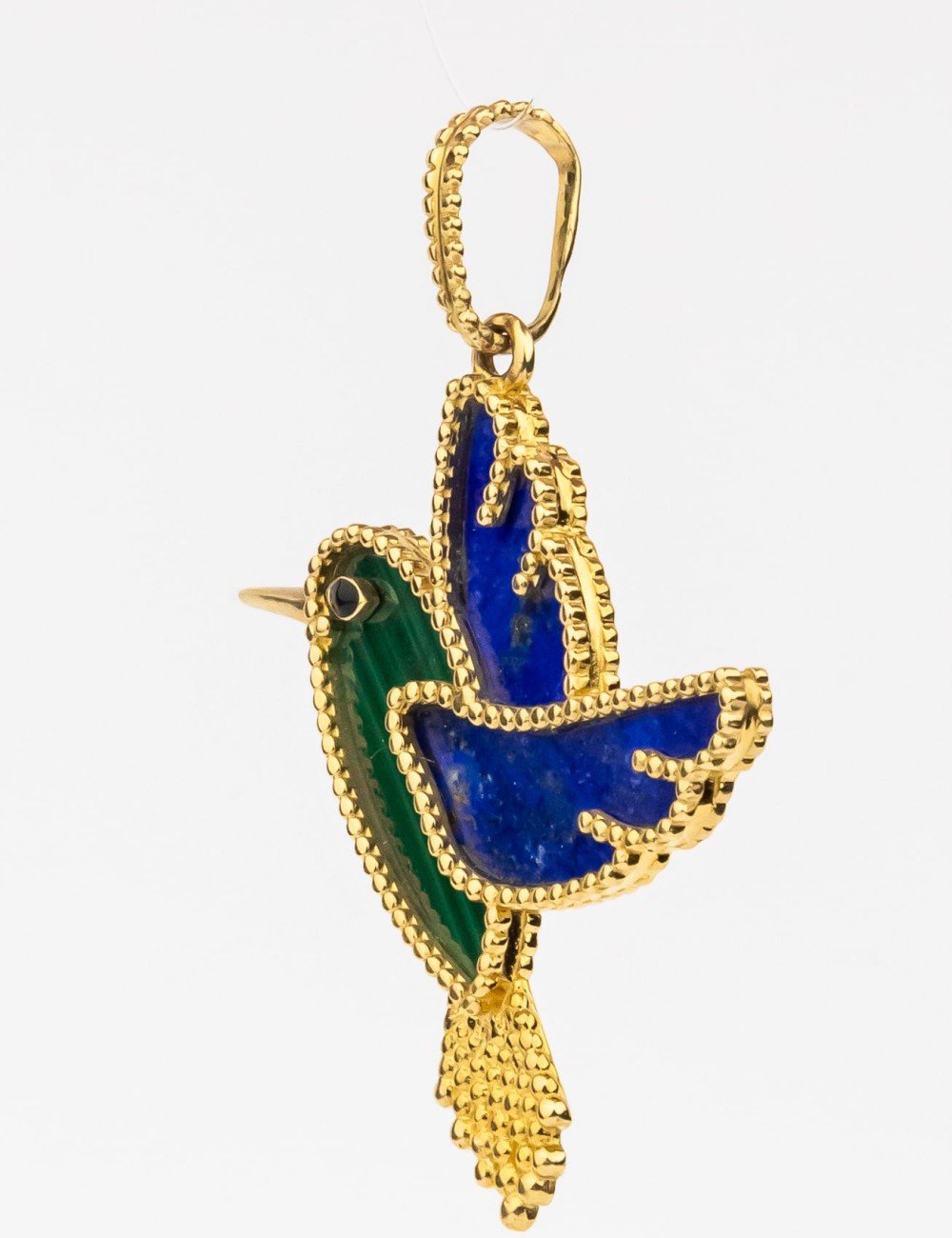 Подвеска из лимонного золота c эмалью, лазуритом и малахитом