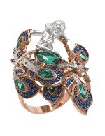 Кольцо из золота c фианитом и хризопразом