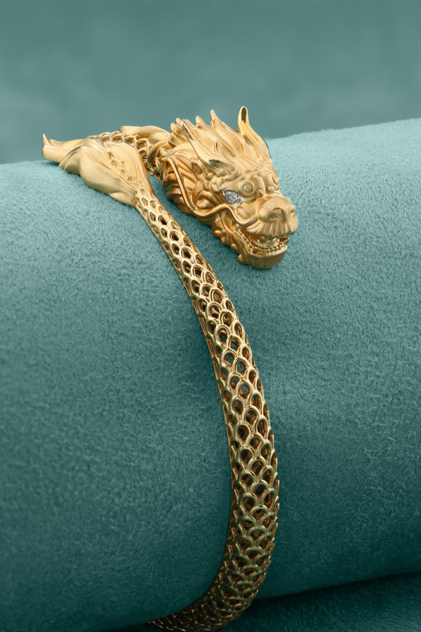 Браслет из красного золота 585 пробы c бриллиантами