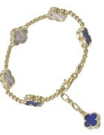 Браслет из лимонного золота c лазуритом и перламутром