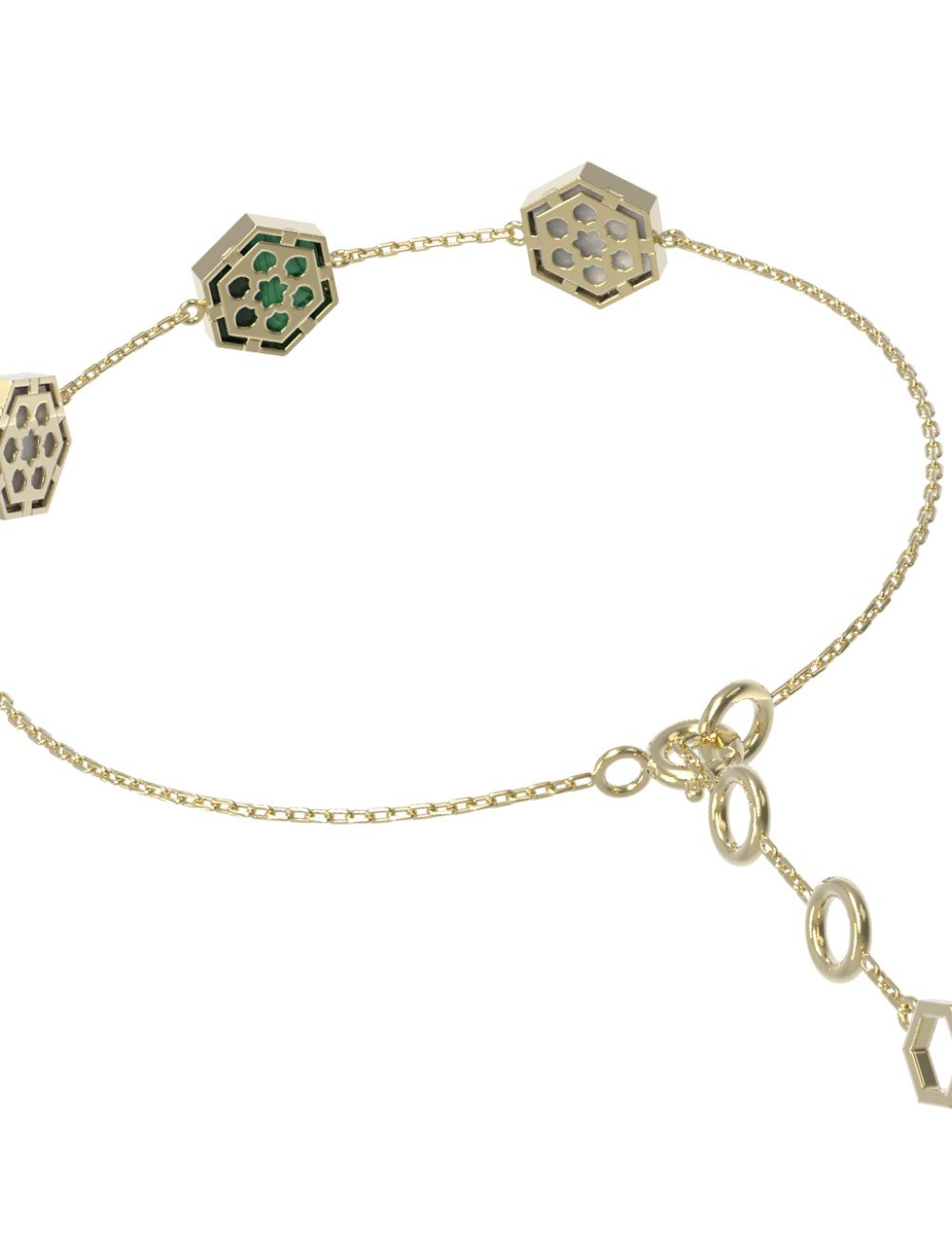 Браслет из лимонного золота c малахитом и перламутром