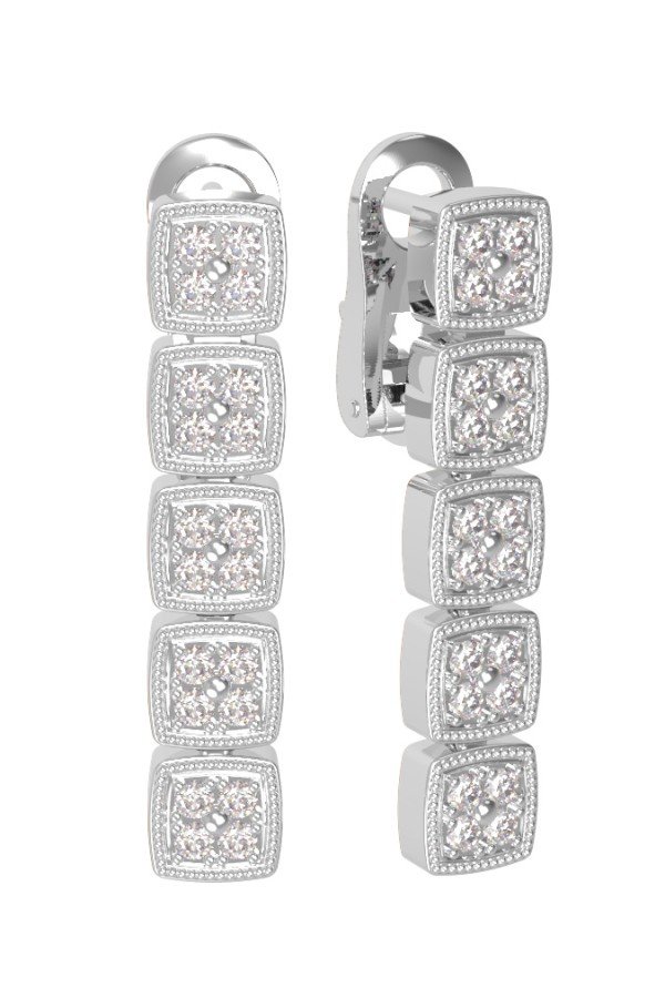 Серьги из белого золота c бриллиантами