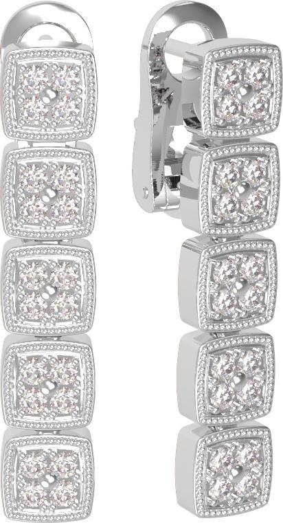 Серьги из белого золота 585 пробы c бриллиантами