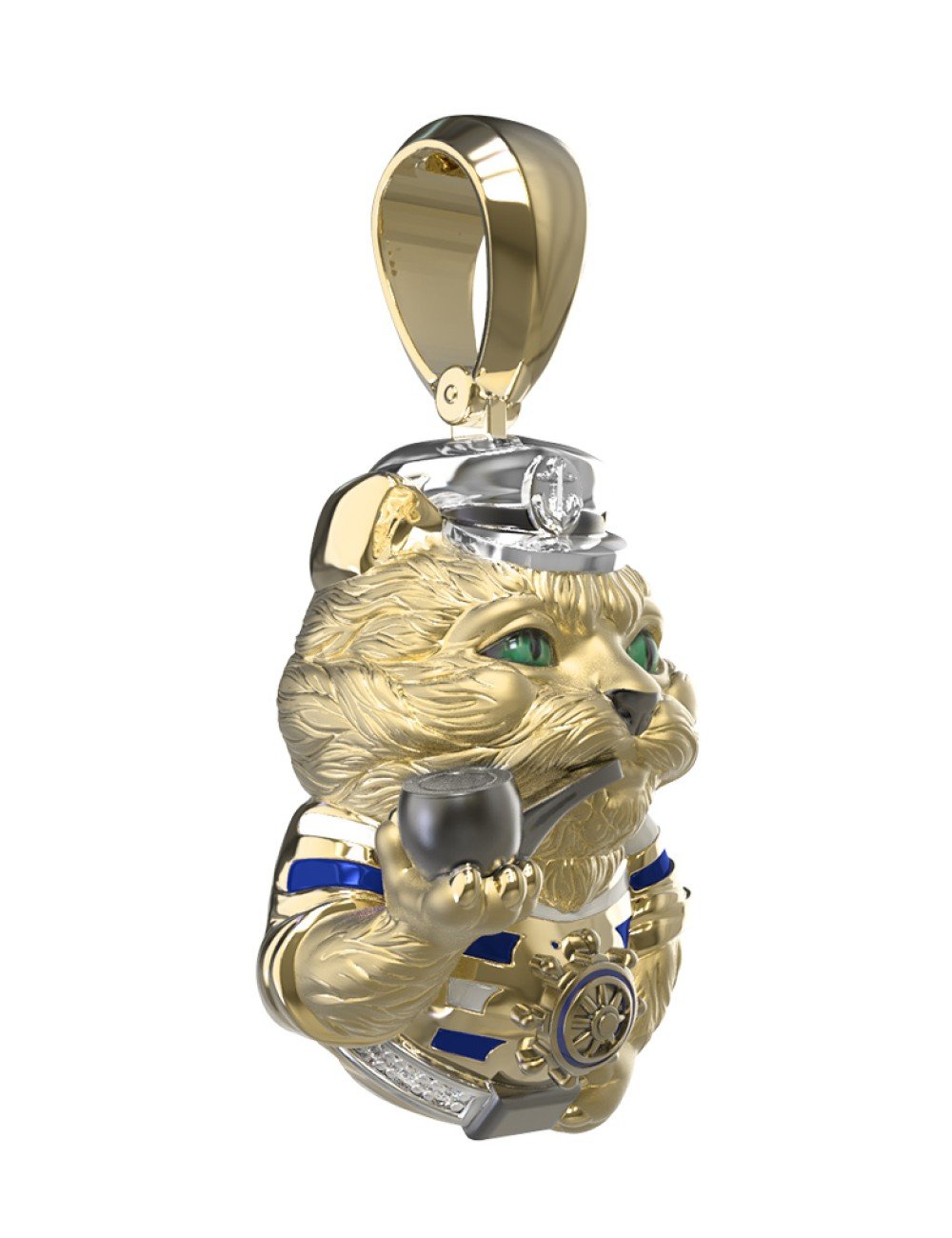 Подвеска из лимонного золота c эмалью, бриллиантами и рубином