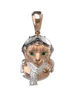 Подвеска из золота c эмалью, бриллиантами и рубином