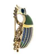 Брошь из лимонного золота c эмалью, фианитом и турмалином