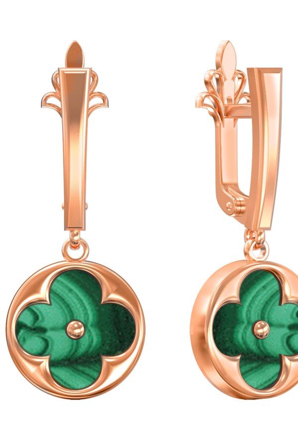 Серьги из золота c малахитом