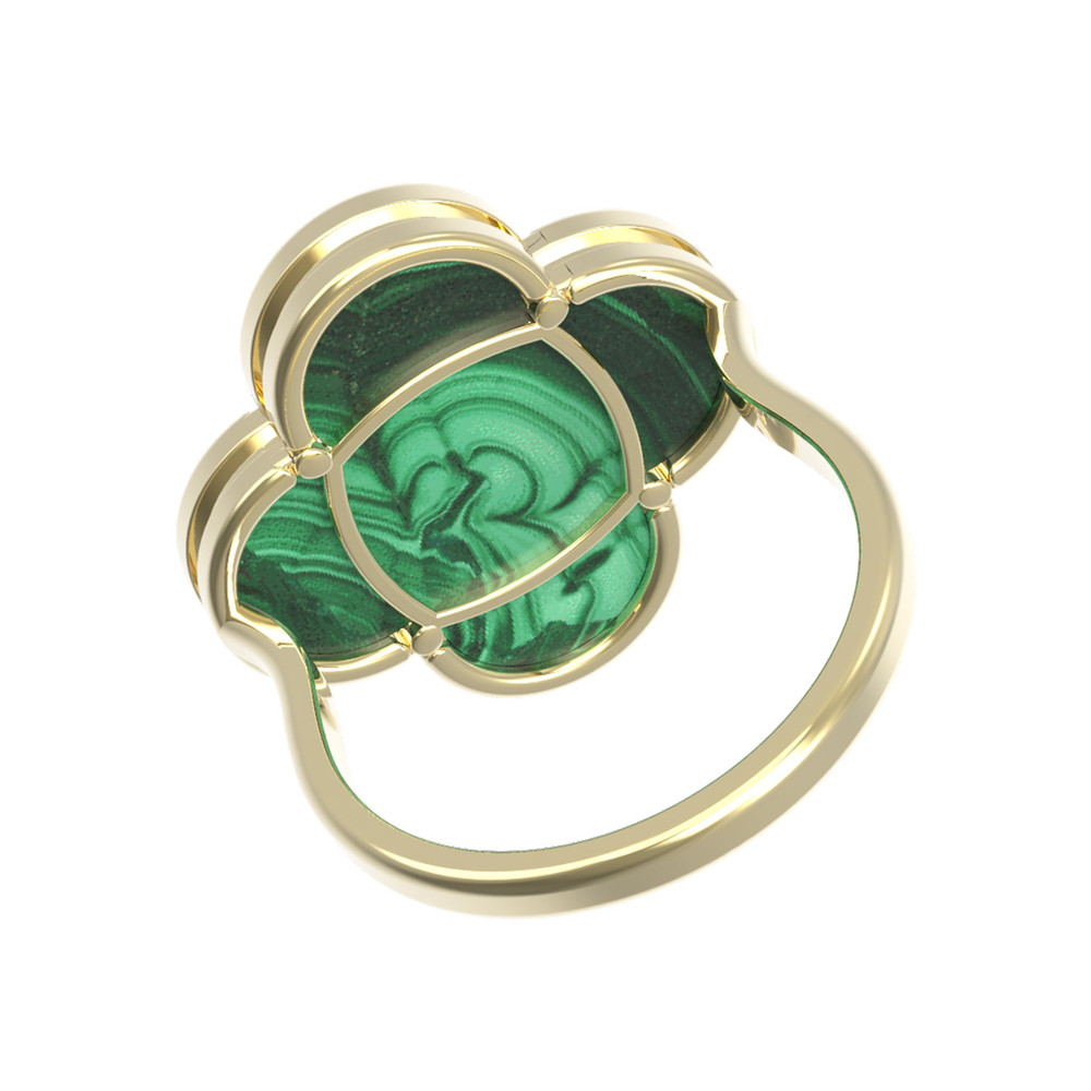 Кольцо из лимонного золота 585 пробы c малахитом