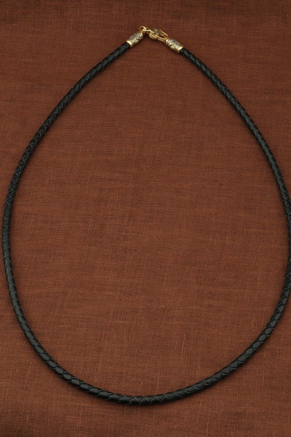 Гайтан из лимонного золота c кожаным шнурком