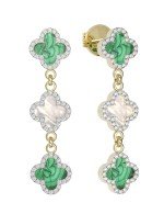 Серьги из лимонного золота c бриллиантами, малахитом и перламутром