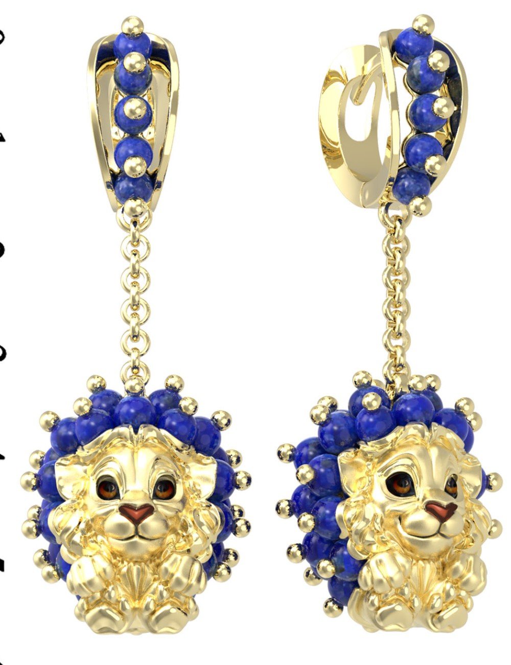 Серьги из лимонного золота c эмалью и лазуритом