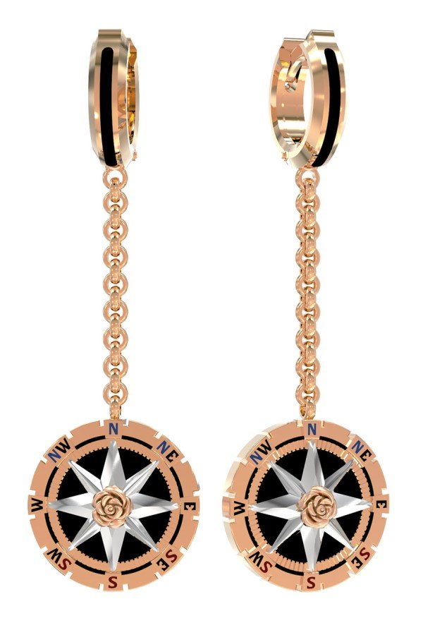 Серьги из золота c эмалью и ониксом