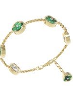 Браслет из лимонного золота c бриллиантами, малахитом и перламутром