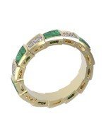 Кольцо из лимонного золота c бриллиантами и малахитом
