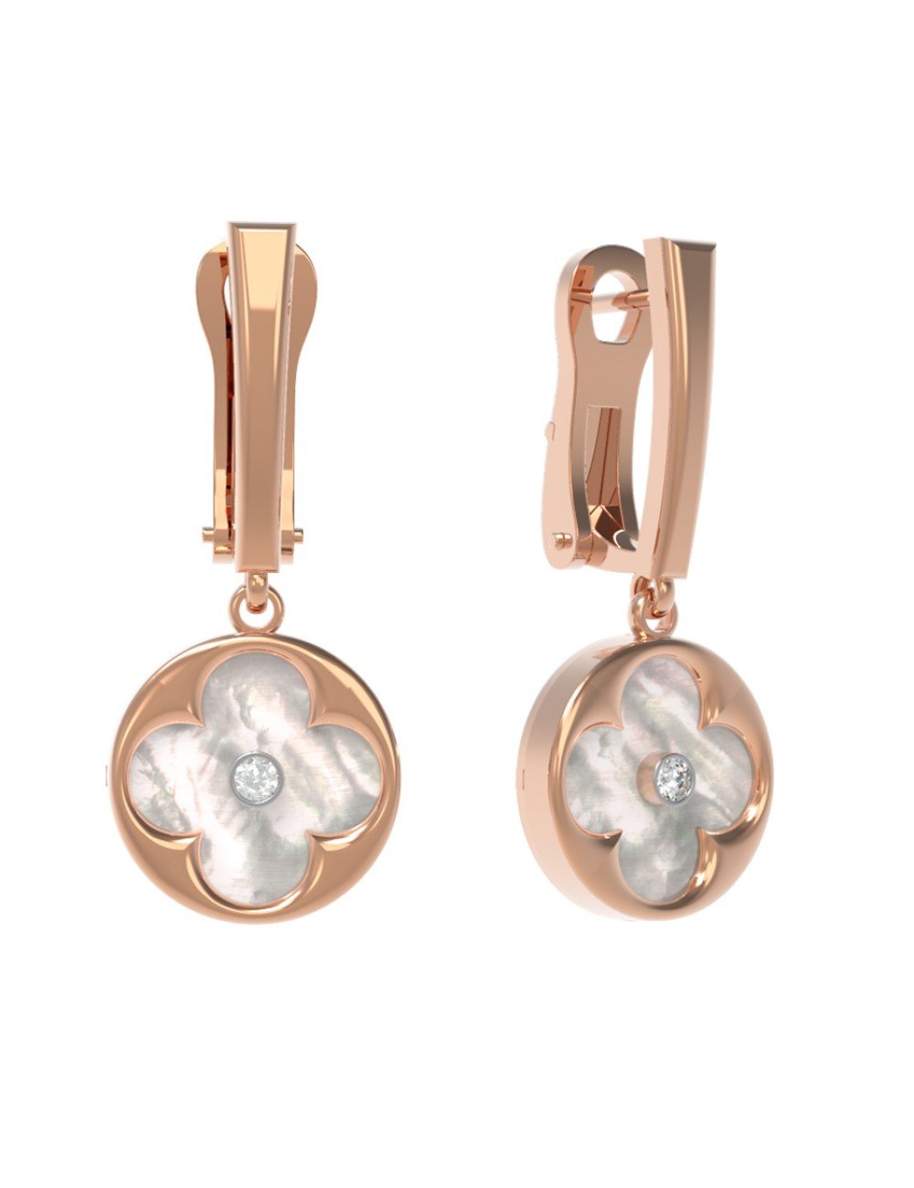 Серьги из золота c бриллиантами и перламутром