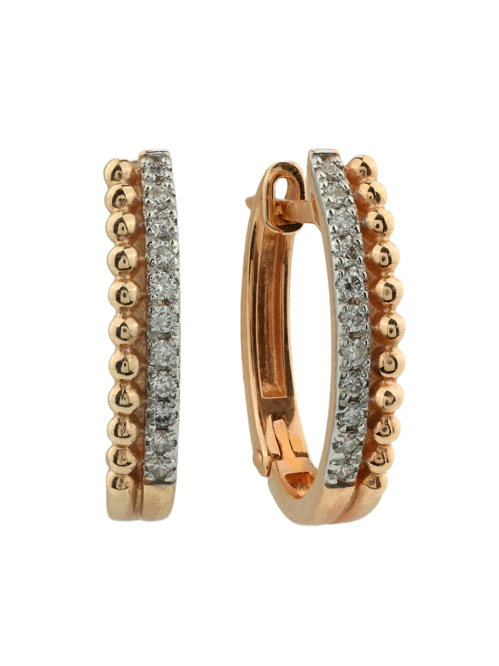 Серьги из красного золота 585 пробы c бриллиантами