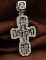 Крест из белого золота c бриллиантами