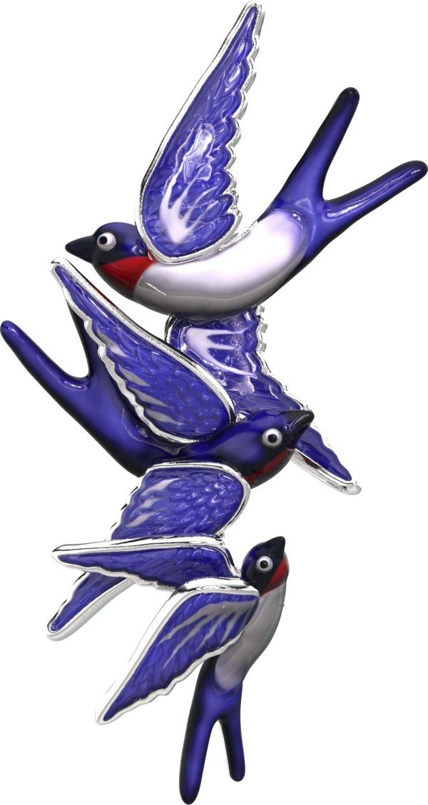 Брошь из белого золота c эмалью