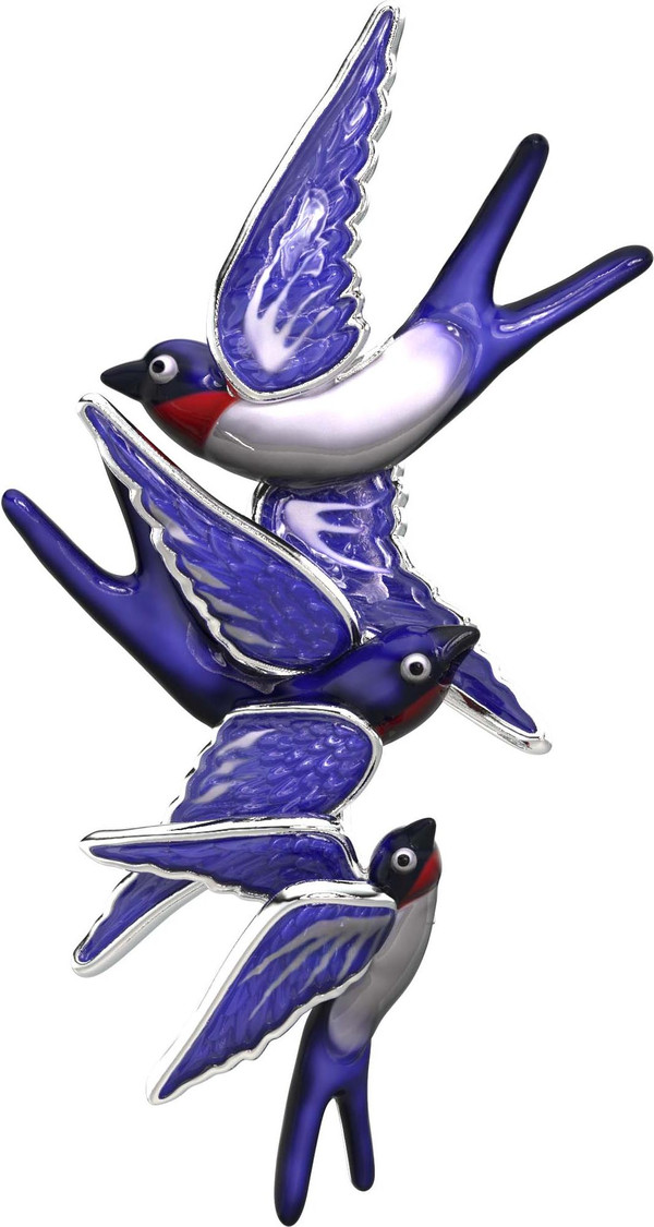 Брошь-подвеска из белого золота 585 пробы c эмалью