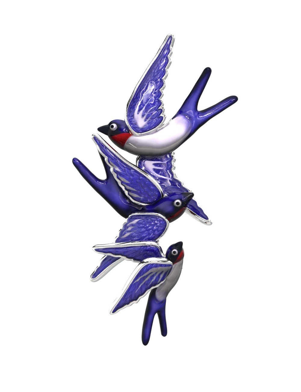 Брошь из белого золота c эмалью