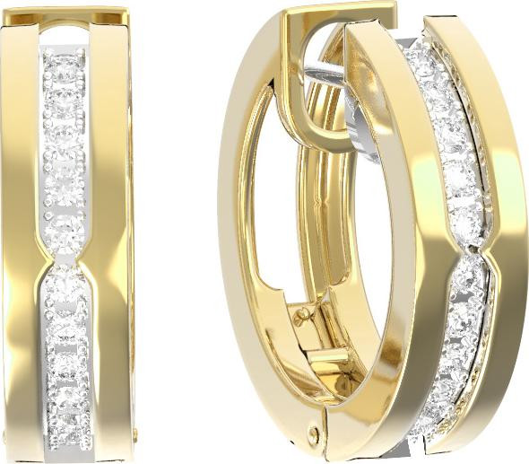 Серьги из лимонного золота 585 пробы c бриллиантами