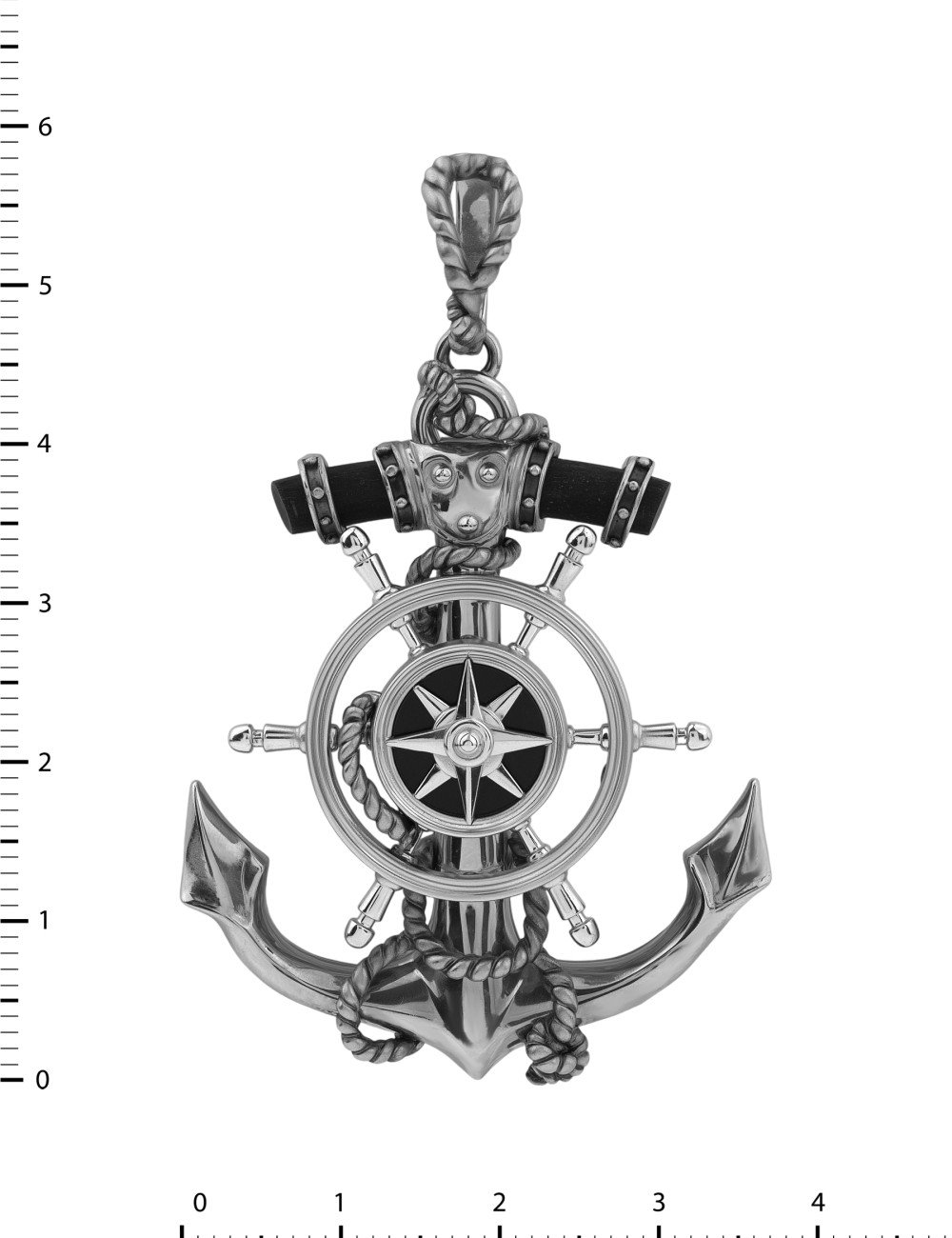 Подвеска из белого золота c ониксом и эбеновым деревом