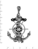 Подвеска из белого золота c ониксом и эбеновым деревом