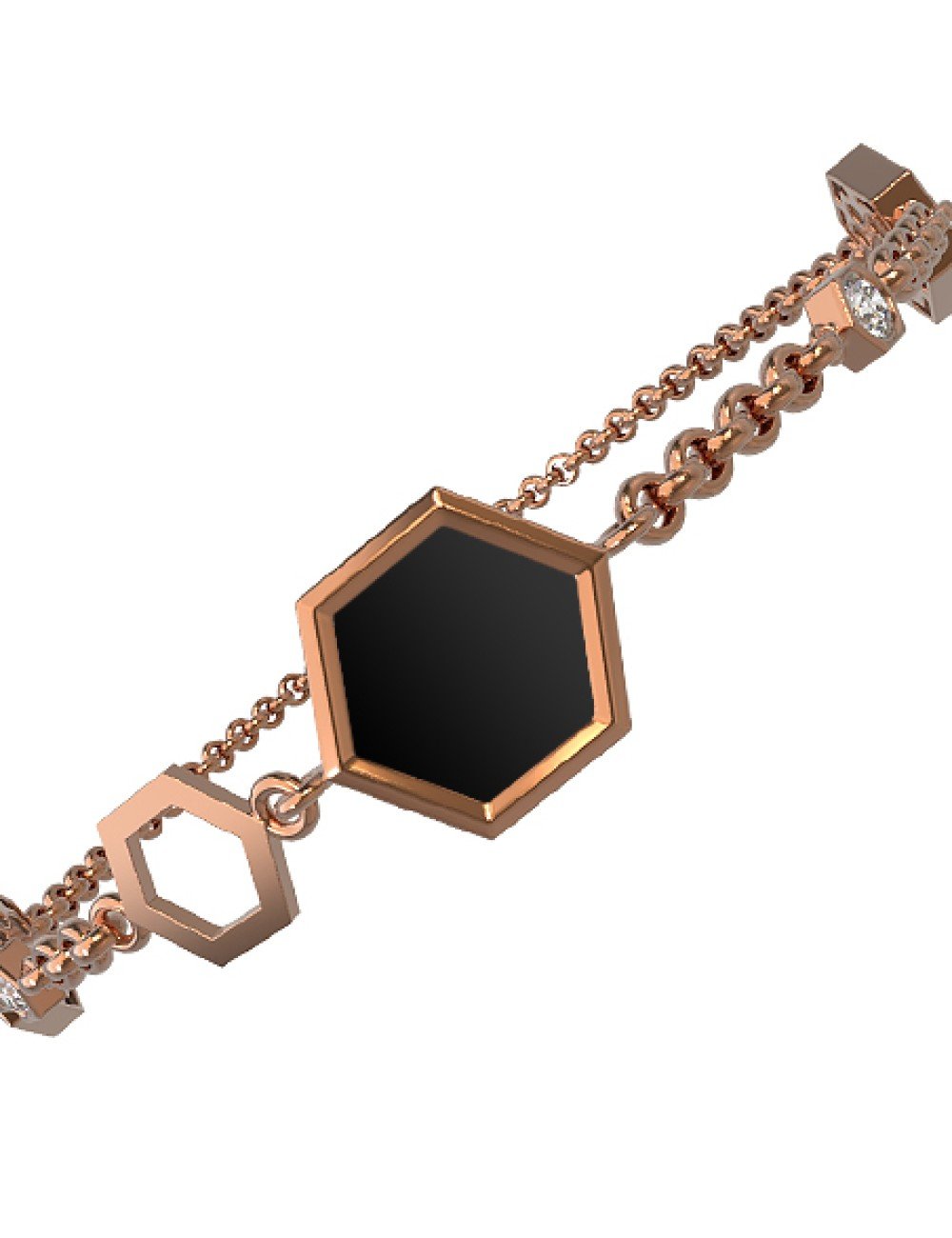 Браслет из золота c бриллиантами, ониксом и перламутром