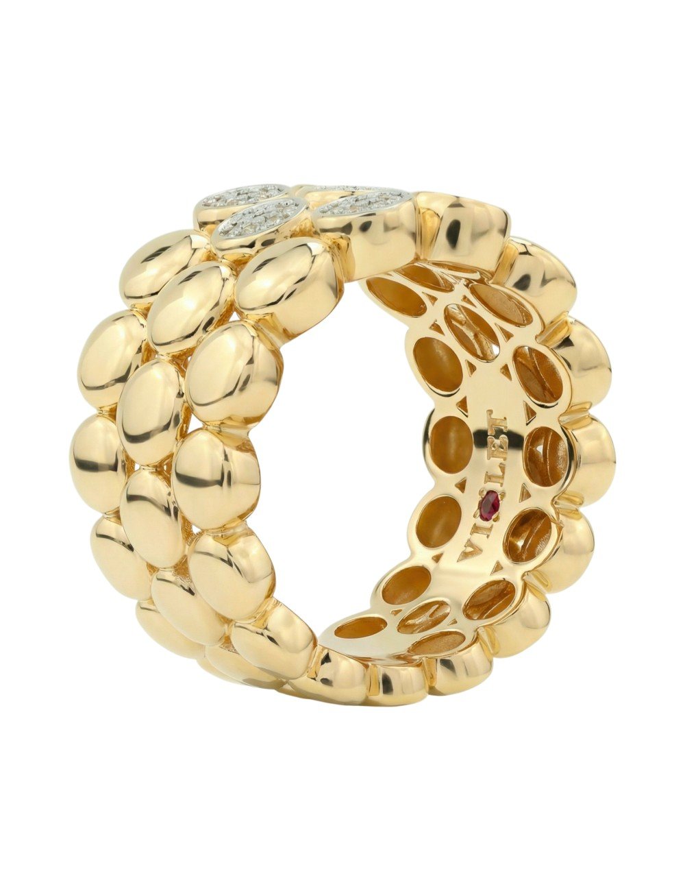 Кольцо из лимонного золота c бриллиантами и рубином