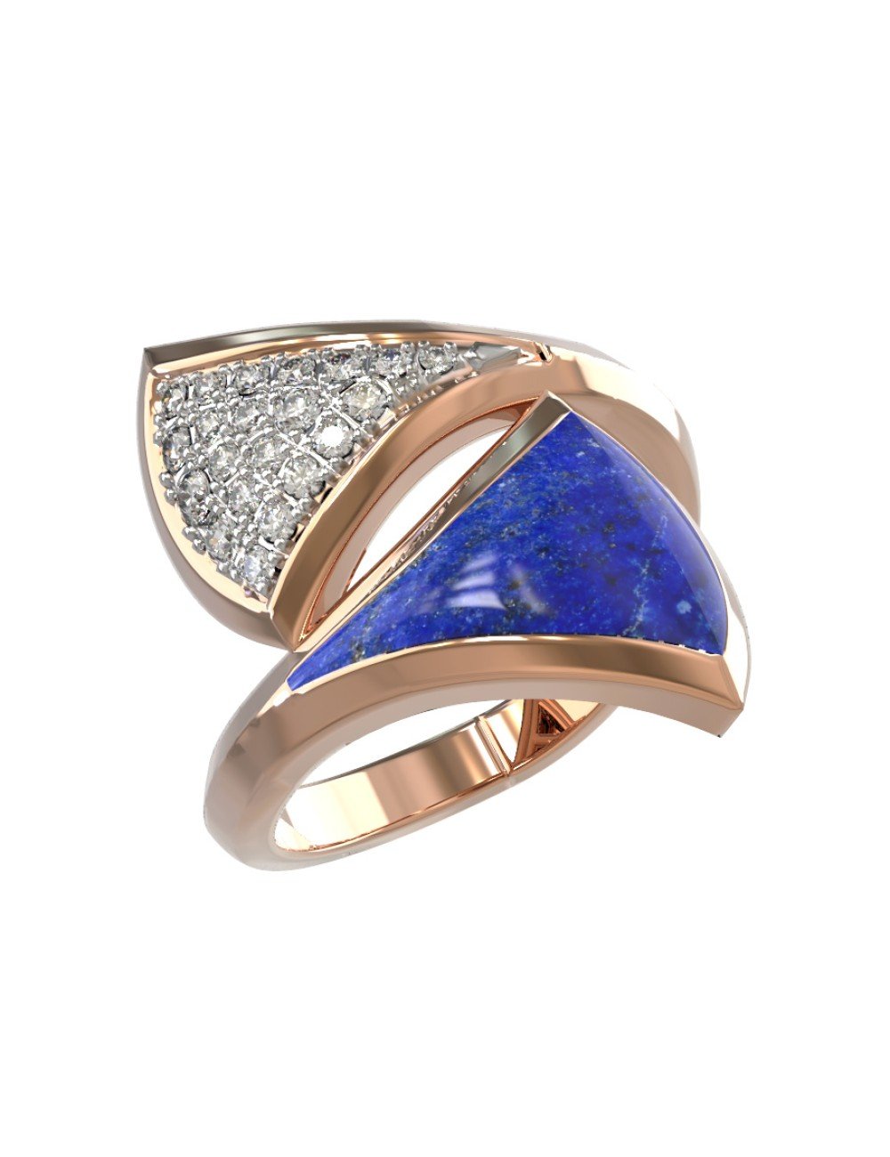 Кольцо из золота c бриллиантами и лазуритом