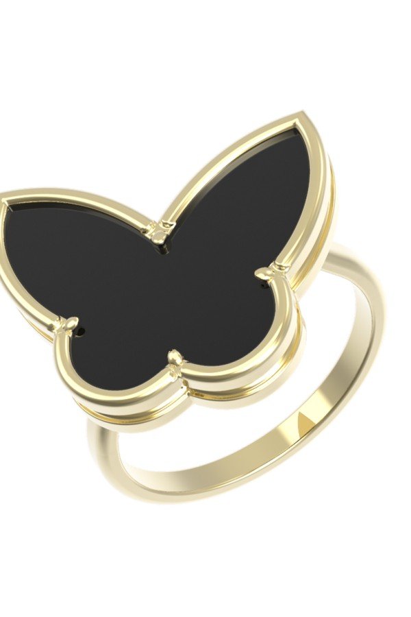 Кольцо из лимонного золота c ониксом