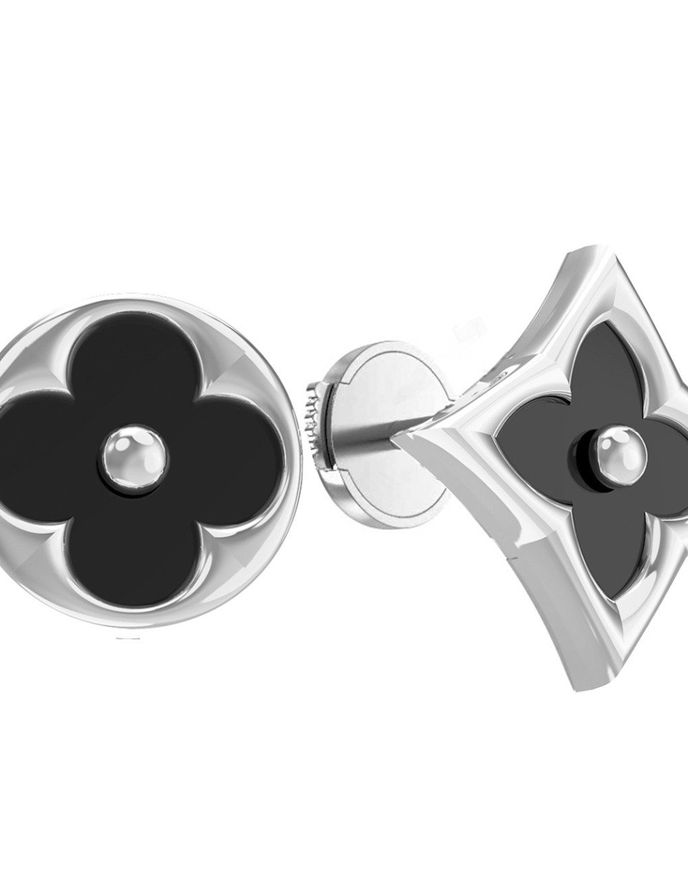 Серьги из белого золота c ониксом