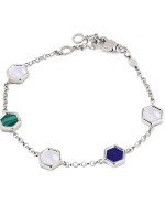 Браслет из белого золота c лазуритом, малахитом и перламутром