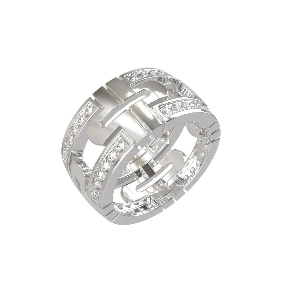 Кольцо из белого золота 585 пробы c бриллиантами