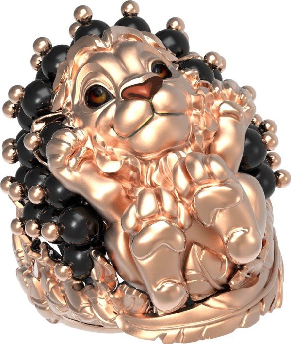 Кольцо из золота c эмалью и ониксом