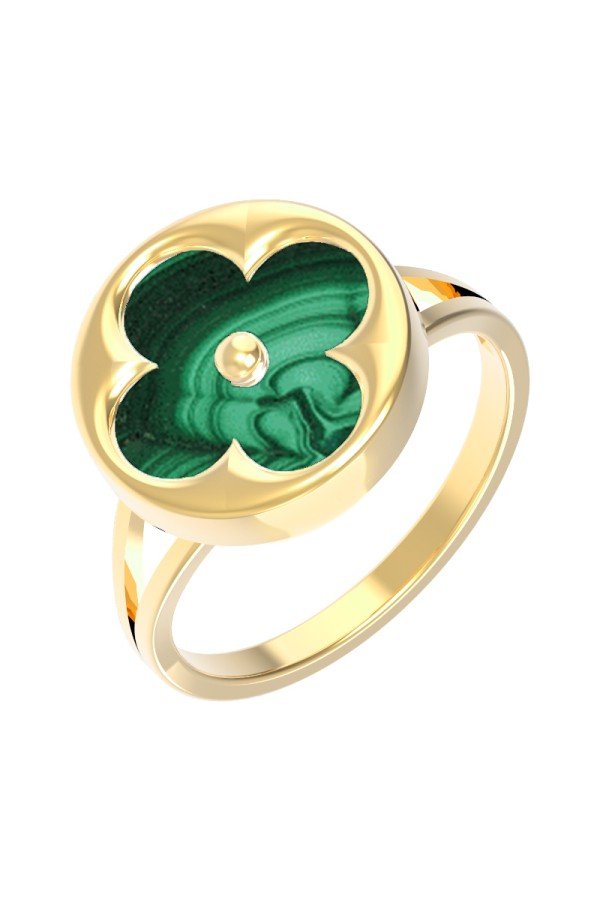 Кольцо из лимонного золота c малахитом