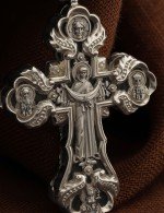 Крест из белого золота c эбеновым деревом