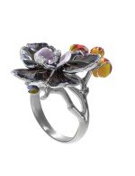 Кольцо из белого золота c эмалью