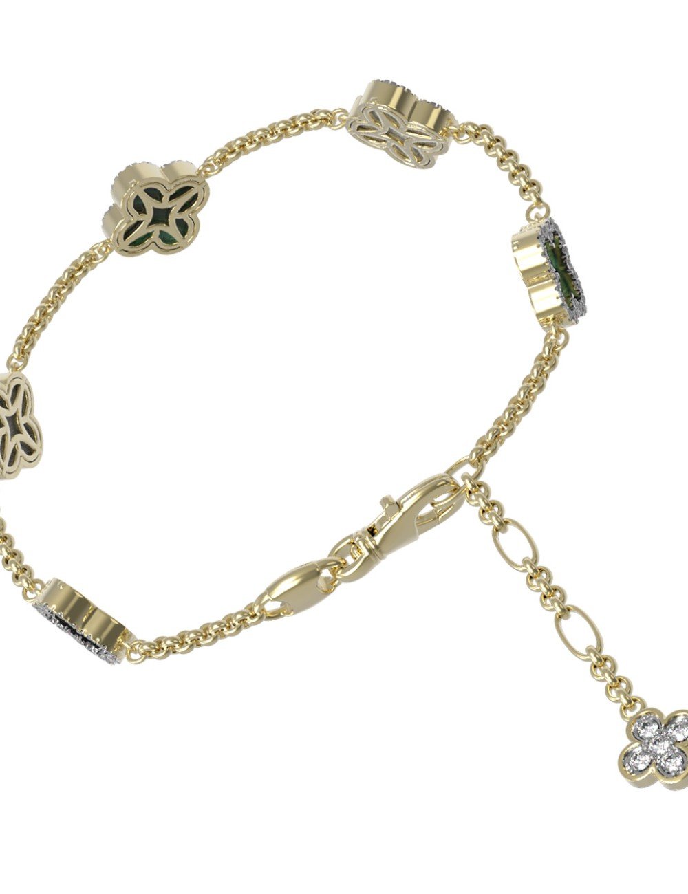 Браслет из лимонного золота c бриллиантами, малахитом и перламутром