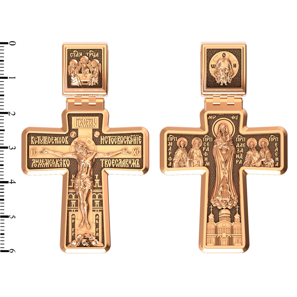 Крест из красного золота 585 пробы